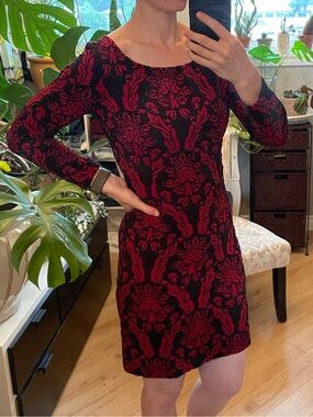 BB Dakota Sz M black and red long sleeve dress